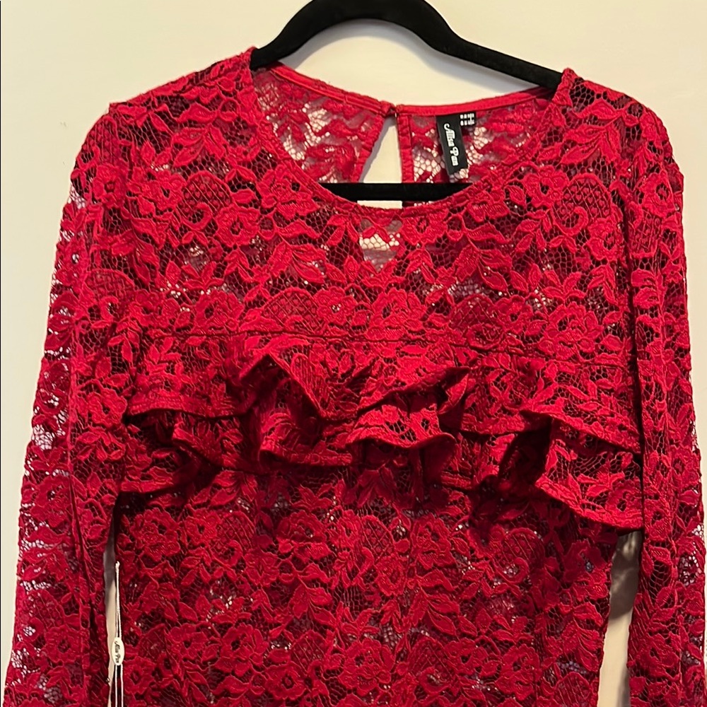 Red Lace Ruffle Top - Picture 6 of 6